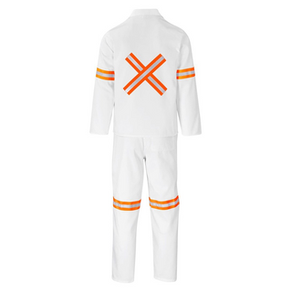 Buy white Trade Polycotton Conti - Suit Reflective Arms, Legs &amp; Back - Orange Tape