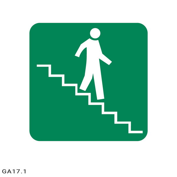 Stairs Going Down (Right) safety sign (GA17.1)