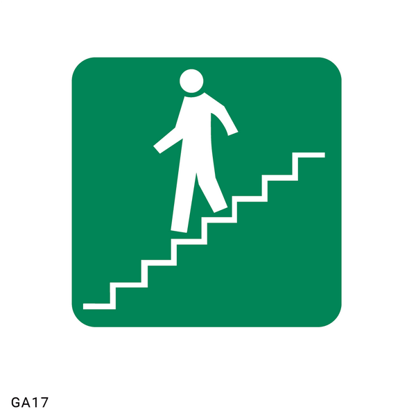 Stairs Going Down (Left) safety sign (GA17)