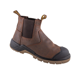 Hammer Safety Boot: Work boot with laces, composite toe cap, and textured sole.