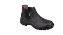 Kaliber Chelsea Boot: Black Chelsea boot with elastic sides, steel toe cap, and easy pull-on design.