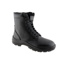 Kronos Safety Boot: Black work boot with laces, steel toe cap, durable sole, and a padded collar.