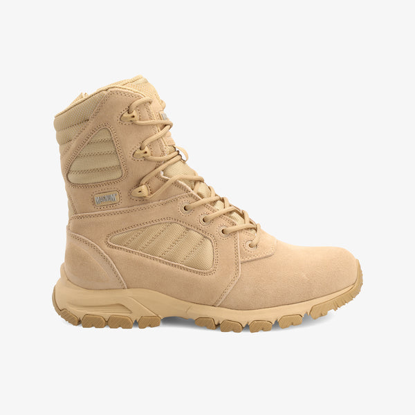 Lynx 8.0 SZ: Work boot with laces, suede upper, breathable mesh panels, and a durable sole.