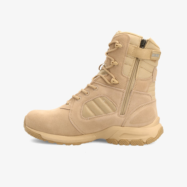 Lynx 8.0 SZ: Work boot with laces, suede upper, breathable mesh panels, and a durable sole.