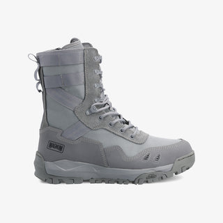 Raptor LTE 8.0 SZ: Grey work boot with laces, shock absorption, breathable material, and a YKK zipper.