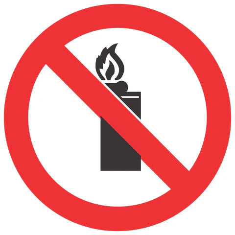 No Lighters And Open Flames SABS safety sign (PV26)