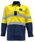 Navy and Yellow Cotton Hi-Vis Long-Sleeve Shirt