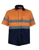 Navy and Orange Cotton Hi-Vis Short-Sleeve Shirt