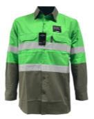 Green and Army Green Cotton Hi-Vis Long-Sleeve Shirt