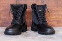 Patriot Safety Boots: Black work boot with zipper closure and laces, offering durable construction.