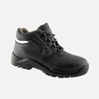 Raptor EX Safety Boot: Black premium work boot with laces, steel toe and midsole for extra protection.