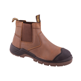 Ripsaw Safety Boot: Brown work boot with laces, full-grain leather upper, and a durable sole.