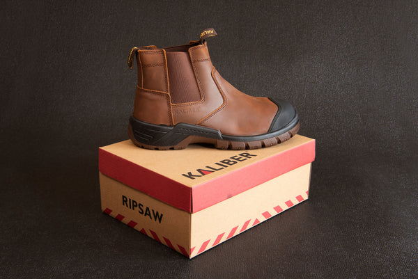 Ripsaw Safety Boot: Brown work boot with laces, full-grain leather upper, and a durable sole.