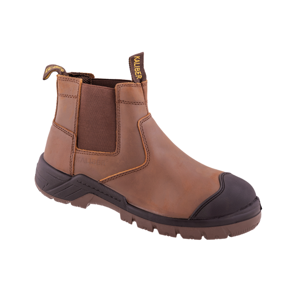 Ripsaw Safety Boot: Brown work boot with laces, full-grain leather upper, and a durable sole.