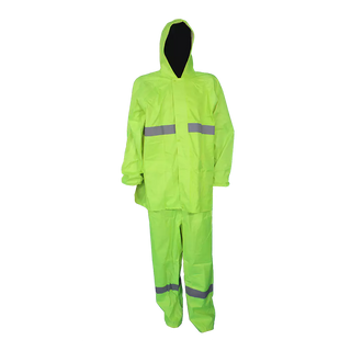 PVC Rubberised Rain Suit Lime With Reflective Tape