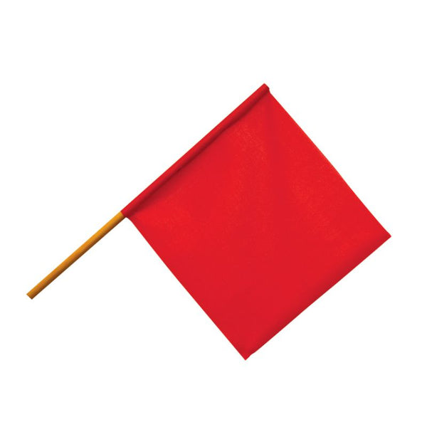 Red Flag with Wooden Handle