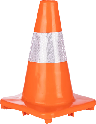 Orange Soft PVC Traffic Cone with Reflective Tape - 300mm