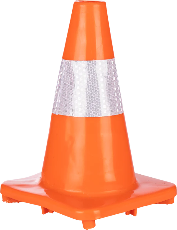 Orange Soft PVC Traffic Cone with Reflective Tape - 300mm