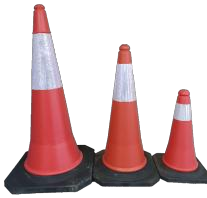 Red Traffic Cone with Black Rubber Base - 750mm