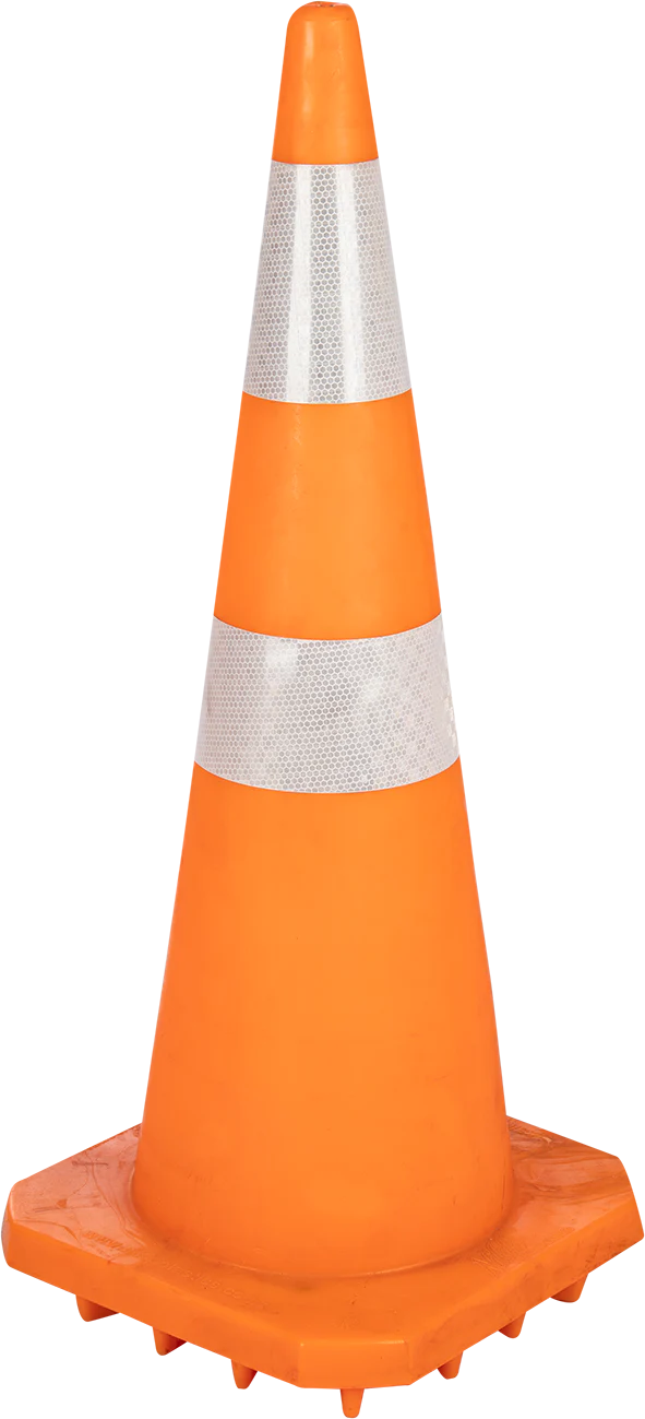 Orange Soft PVC Traffic Cone with Reflective Tape - 900mm