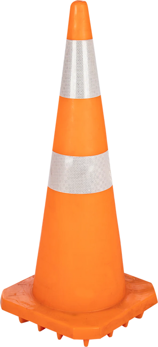 Orange Soft PVC Traffic Cone with Reflective Tape - 900mm