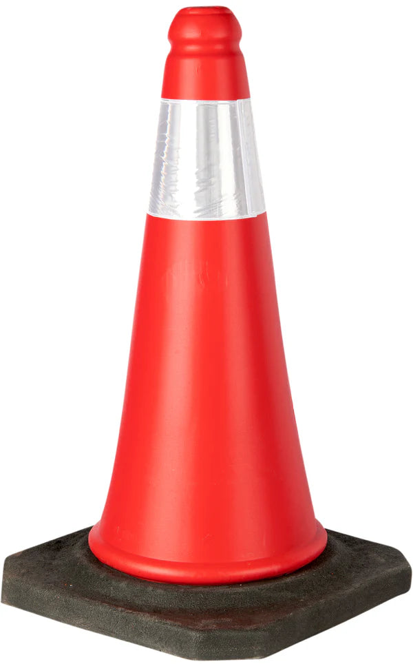 Red Traffic Cone with Black Rubber Base