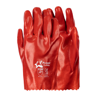 PVC Red Medium Weight Gloves - 27cm