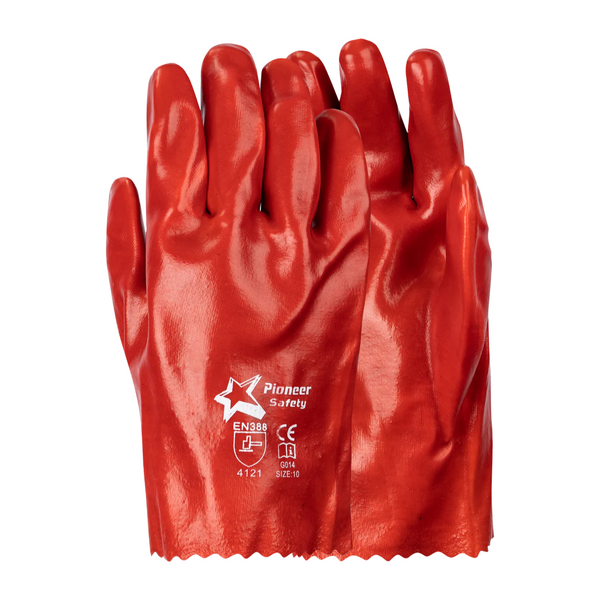 PVC Red Medium Weight Gloves - 27cm