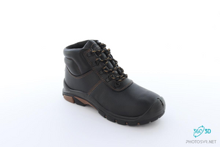 Volcano S2 Safety Boot: Black work boot with laces, designed for extreme environments with heat/cold resistance, water resistance, and a steel toe cap.