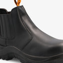 Interceptor Welding Imara Boot: Black work boot with leather-covered elastic sides, heat-resistant stitching, and a composite toe cap.