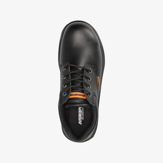 Interceptor Askari Lo II Smooth: Black work shoe with laces, steel toe cap, and dual-density sole.