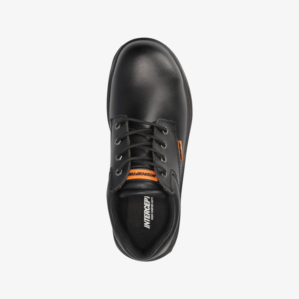 Interceptor Askari Lo II Smooth: Black work shoe with laces, steel toe cap, and dual-density sole.