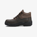 Interceptor Askari Mid: Brown work boot with laces, steel toe cap, and dual-density sole.