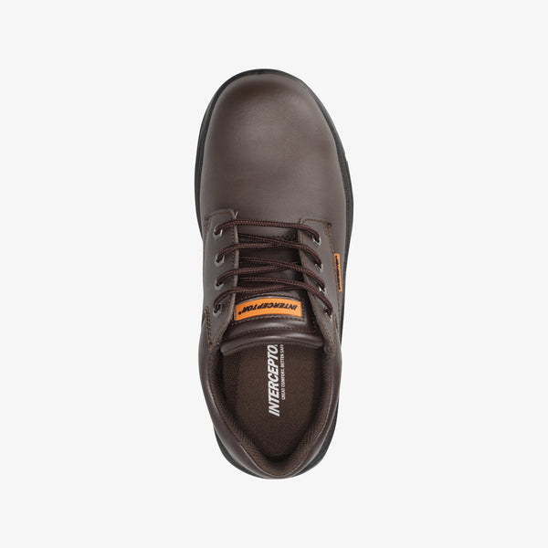 Interceptor Askari Lo II Smooth: Black work shoe with laces, steel toe cap, and dual-density sole.