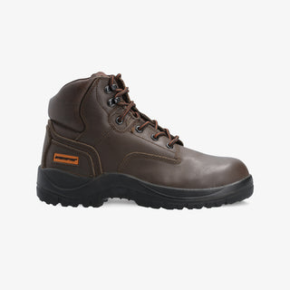 Interceptor Safiri: Brown work boot with laces, steel toe cap, and dual-density sole.