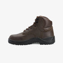 Interceptor Safiri: Brown work boot with laces, steel toe cap, and dual-density sole.