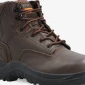 Interceptor Safiri: Brown work boot with laces, steel toe cap, and dual-density sole.