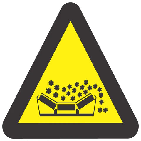 Beware Of Material Falling From Moving Conveyor Belt safety signs (WW21)