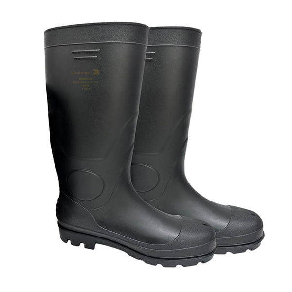Dromex Unisex Armour Black Gumboots: Black gumboots with slip-resistant outsole and reinforced protection.
