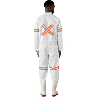 Safety Polycotton Boiler Suit - Reflective Arms Legs & Back - Orange Tape