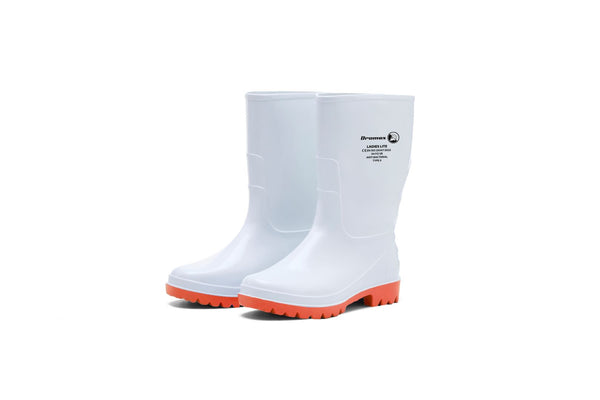Dromex Calf Length Ladies Lite Gumboot: Black calf-length gumboots with slip-resistant outsole and reinforced protection.