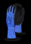 Proflex Blue Size 9 13g Blue Nylon Shell, Black Nitrile, Sandy Palm Double Coat Glove