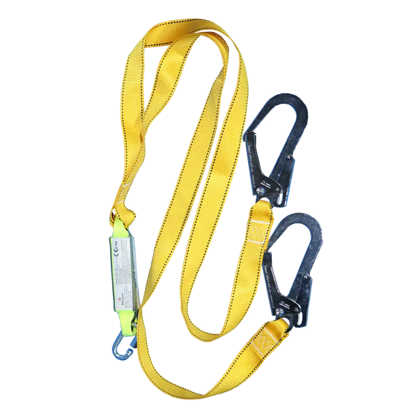 Double Lanyard With Shock Absorber & Scaffold Hook