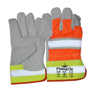 Hiviz Chrome Leather Glove With Reflective Tape