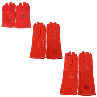 Red Heat Resistant Welding Glove, Kevlar Stitch, Wrist Length 2.5"