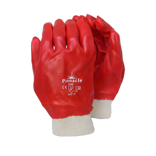 Retail Pack PVC Red Glove Knit Wrist
