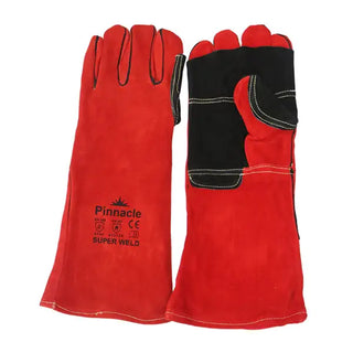 Superweld Red / Black Welding Glove With Black Apron Palm, Elbow Length 8" (premium Grade)