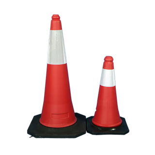 Traffic Cone Black Rubber Stand With Reflective Tape 500mm