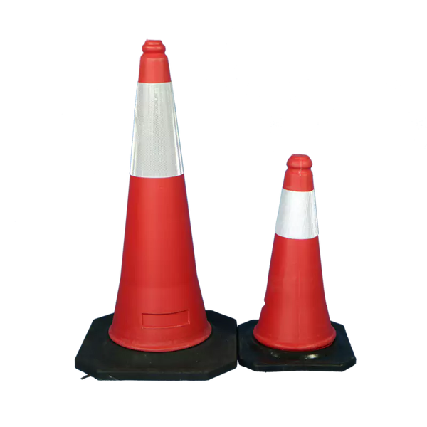 Traffic Cone Black Rubber Stand With Reflective Tape 500mm