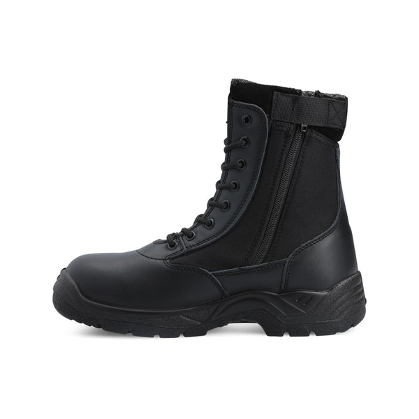 Magnum Ulinda Security Boot SZ: Black work boot with laces, steel shank, and dual-density sole.